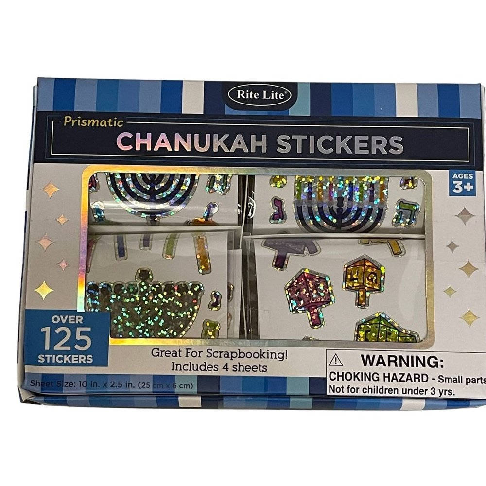 Rite Lite Prismatic Chanukah Stickers Over 125 Pieces Includes 4 Sheets Size 10"